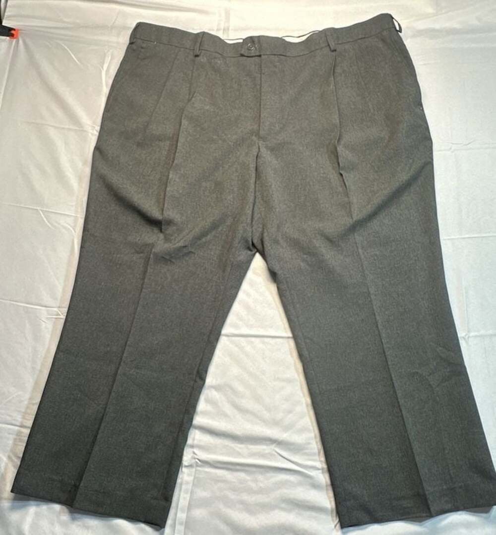 Haband Executive Division Men's Pleated Dress Pants Grey Size 46/26